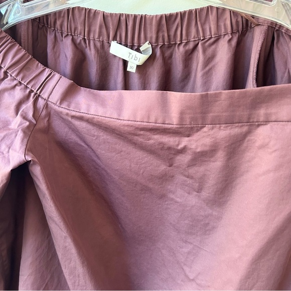 Tibi off shoulder plum tie sleeve chambray cotton mini dress - Picture 6 of 13